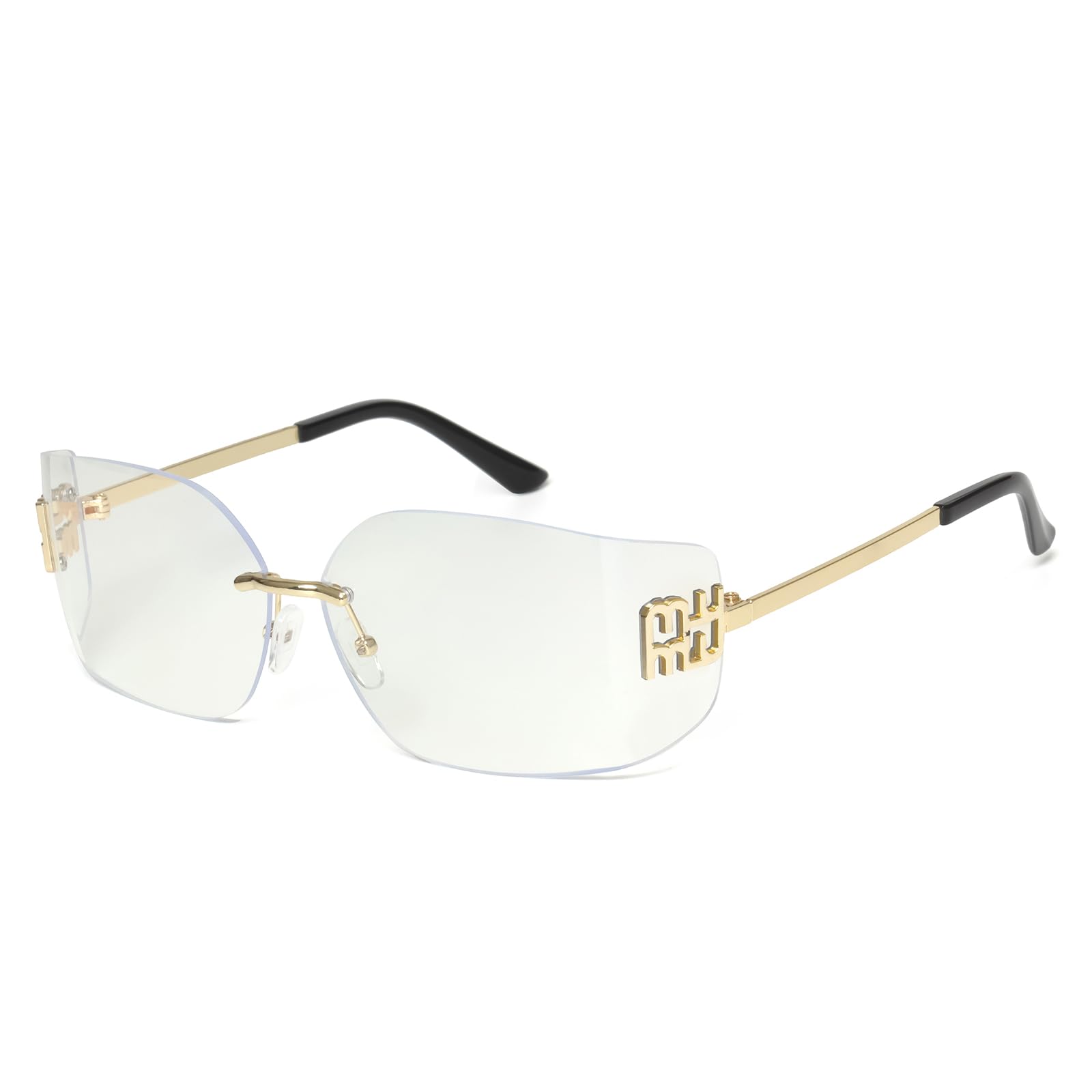 KENBO Futuristic Rimless Y2K Sunglasses for Women Men Fashion Wrap Around Frame Trendy Shield Frameless Design