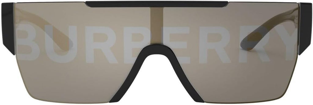 Burberry BE 4291 3001/G Black Plastic Rectangle Sunglasses Gold Mirror Lens