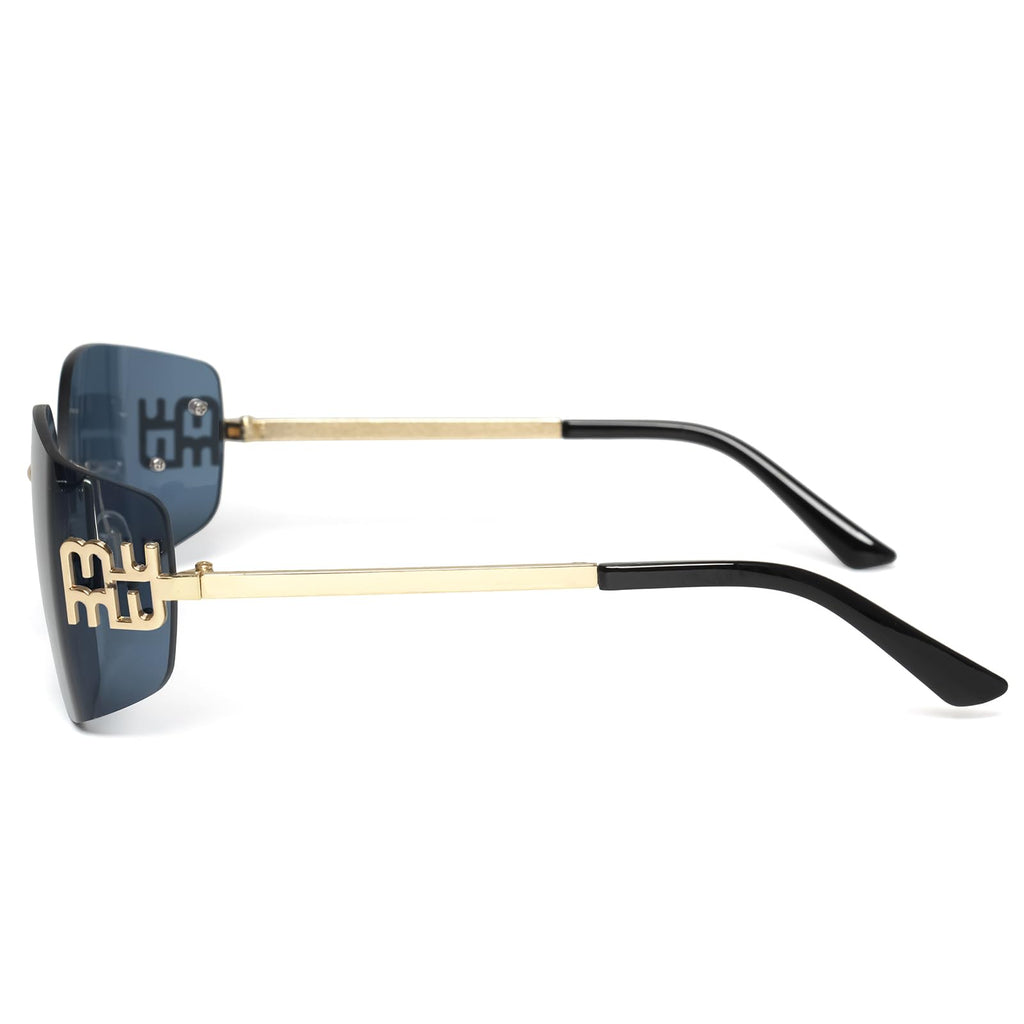 KENBO Futuristic Rimless Y2K Sunglasses for Women Men Fashion Wrap Around Frame Trendy Shield Frameless Design