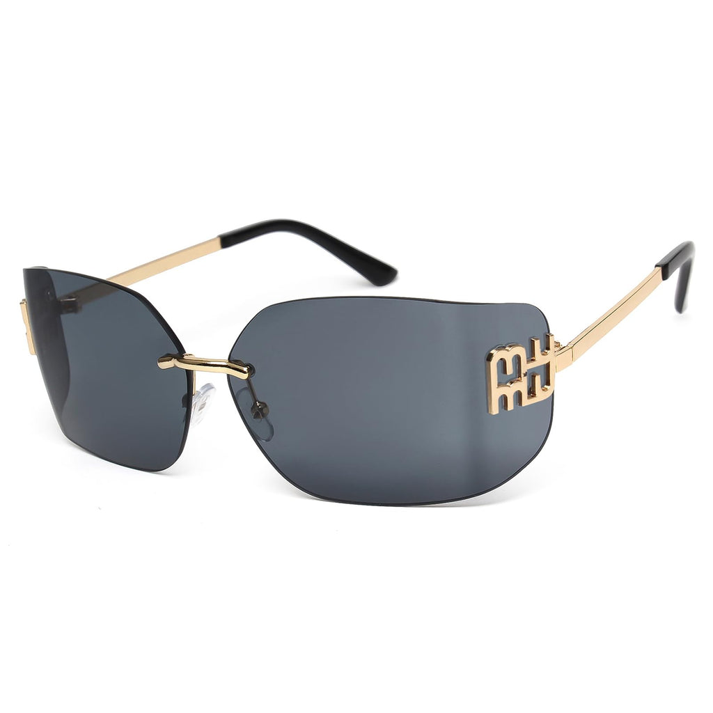 KENBO Futuristic Rimless Y2K Sunglasses for Women Men Fashion Wrap Around Frame Trendy Shield Frameless Design