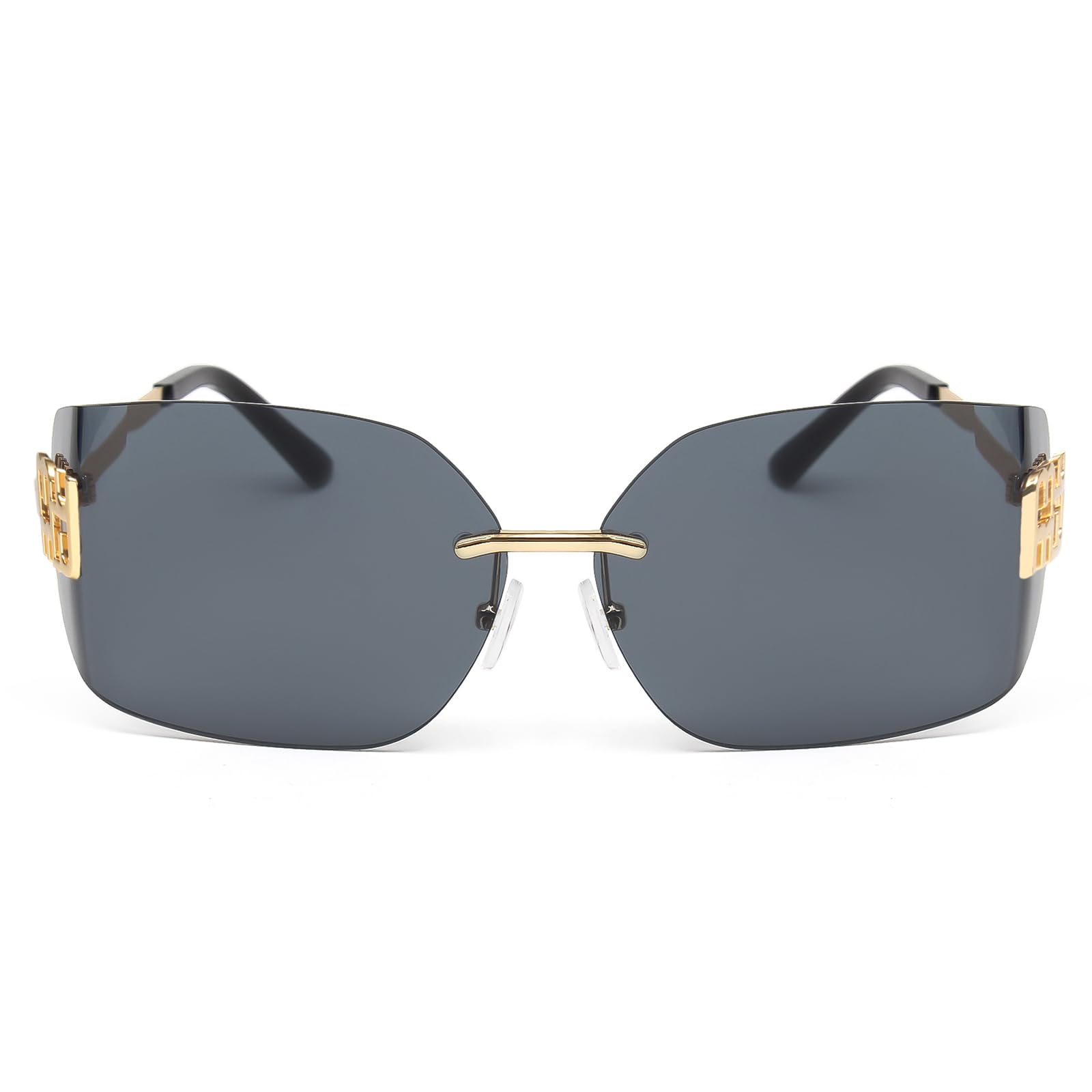 KENBO Futuristic Rimless Y2K Sunglasses for Women Men Fashion Wrap Around Frame Trendy Shield Frameless Design