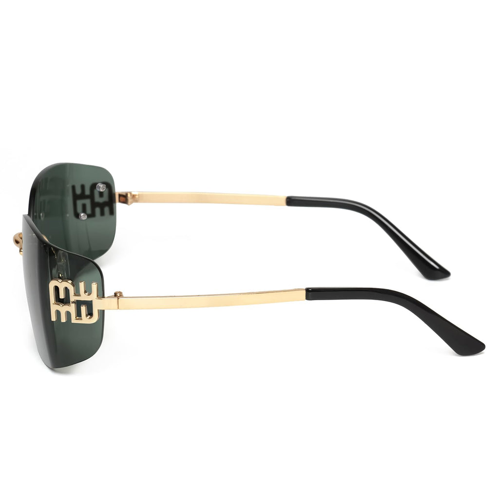 KENBO Futuristic Rimless Y2K Sunglasses for Women Men Fashion Wrap Around Frame Trendy Shield Frameless Design