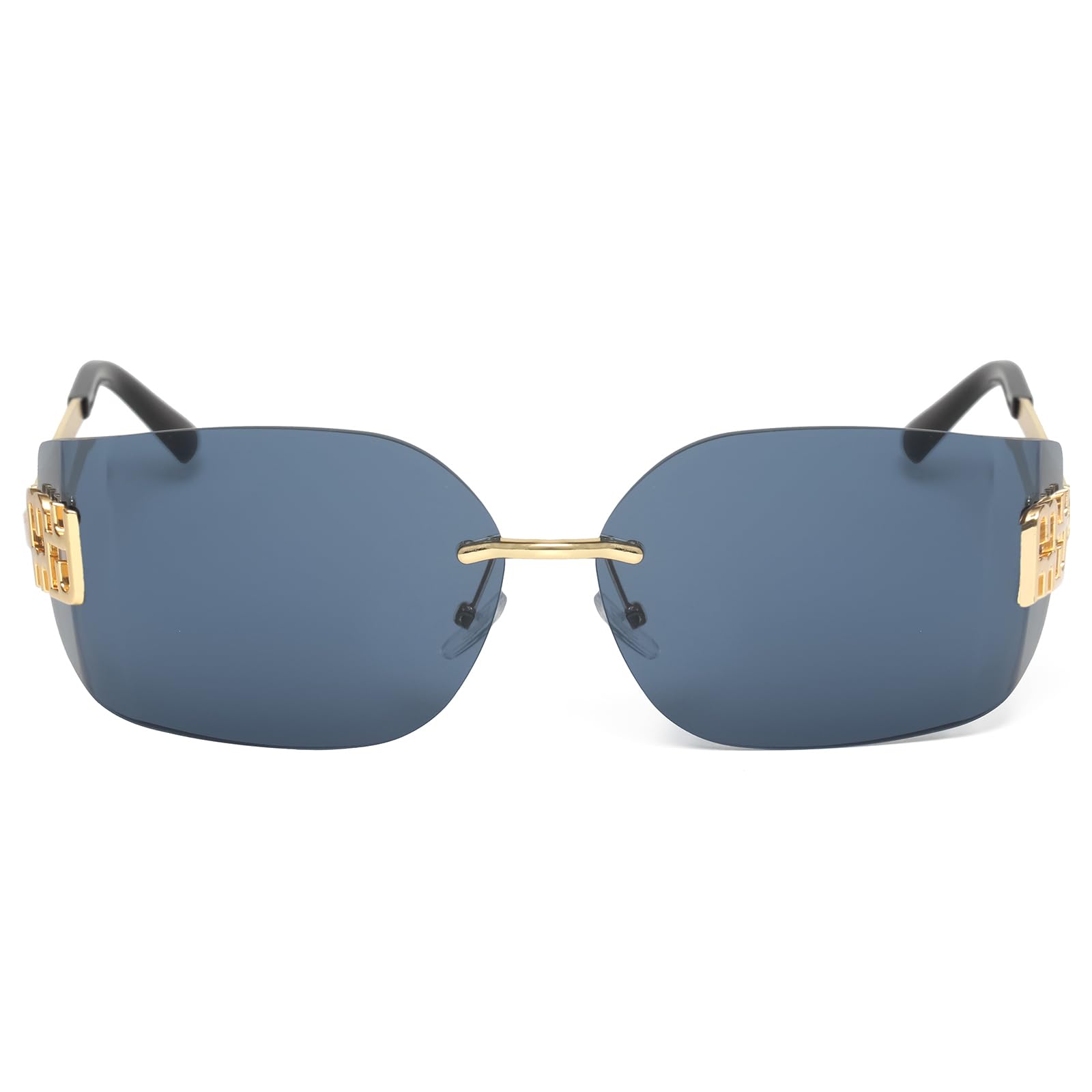 KENBO Futuristic Rimless Y2K Sunglasses for Women Men Fashion Wrap Around Frame Trendy Shield Frameless Design