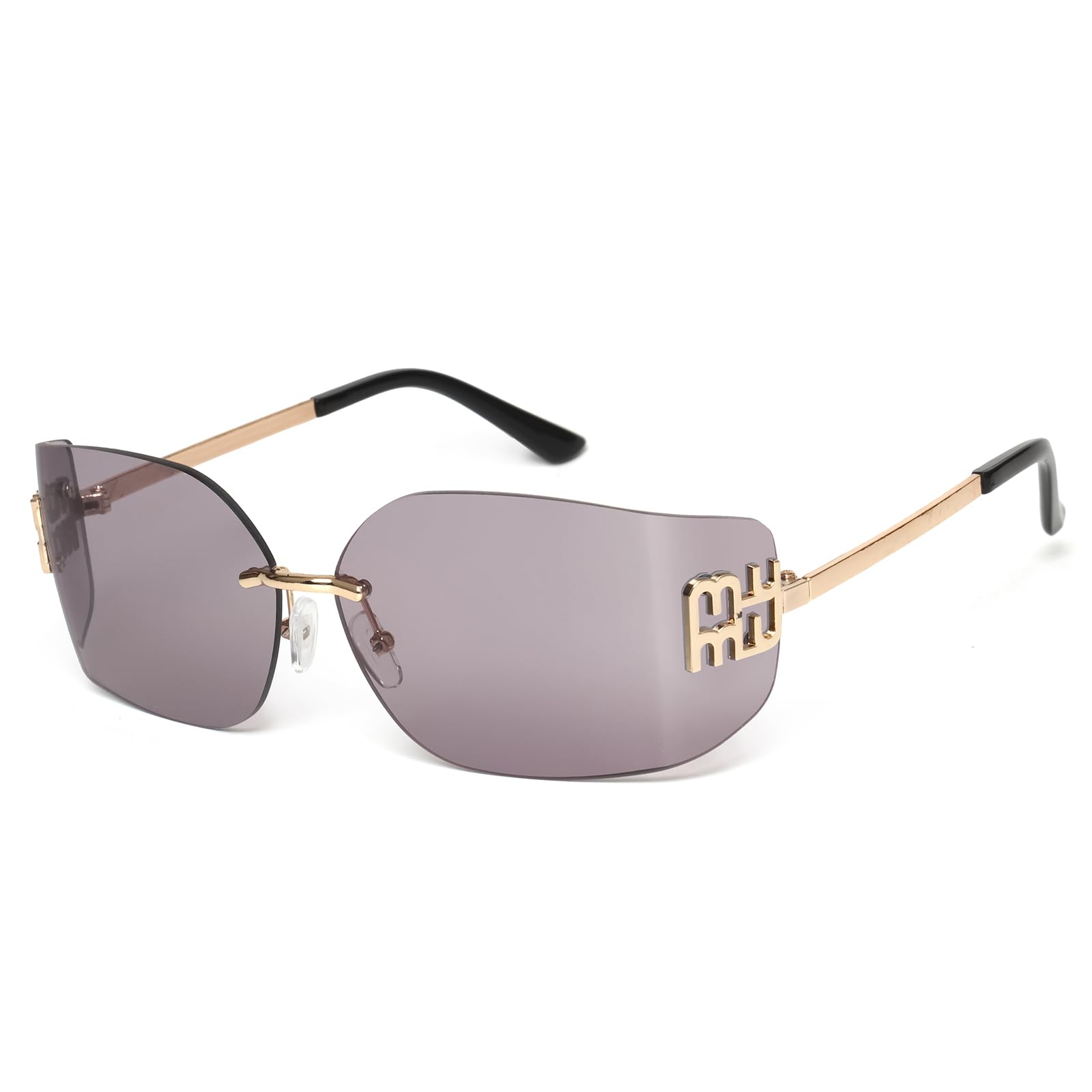 KENBO Futuristic Rimless Y2K Sunglasses for Women Men Fashion Wrap Around Frame Trendy Shield Frameless Design