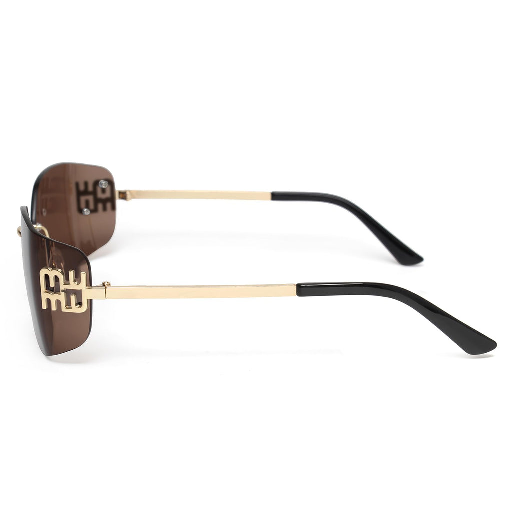 KENBO Futuristic Rimless Y2K Sunglasses for Women Men Fashion Wrap Around Frame Trendy Shield Frameless Design