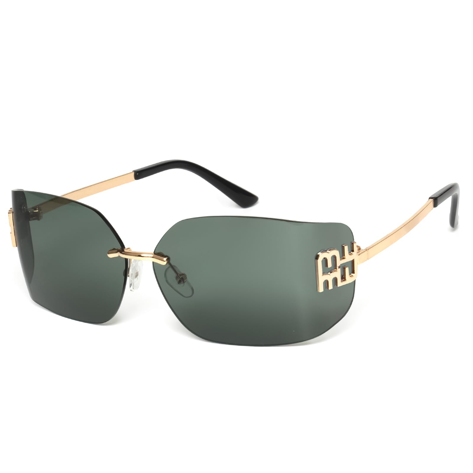 KENBO Futuristic Rimless Y2K Sunglasses for Women Men Fashion Wrap Around Frame Trendy Shield Frameless Design