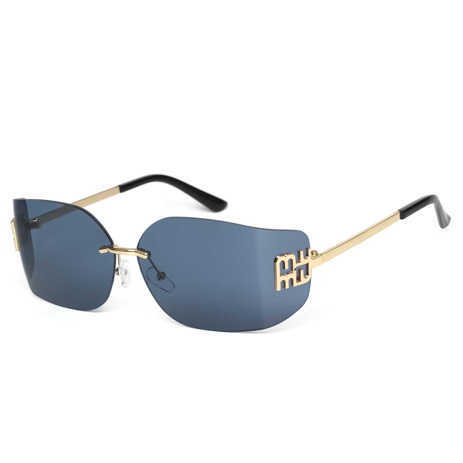 KENBO Futuristic Rimless Y2K Sunglasses for Women Men Fashion Wrap Around Frame Trendy Shield Frameless Design