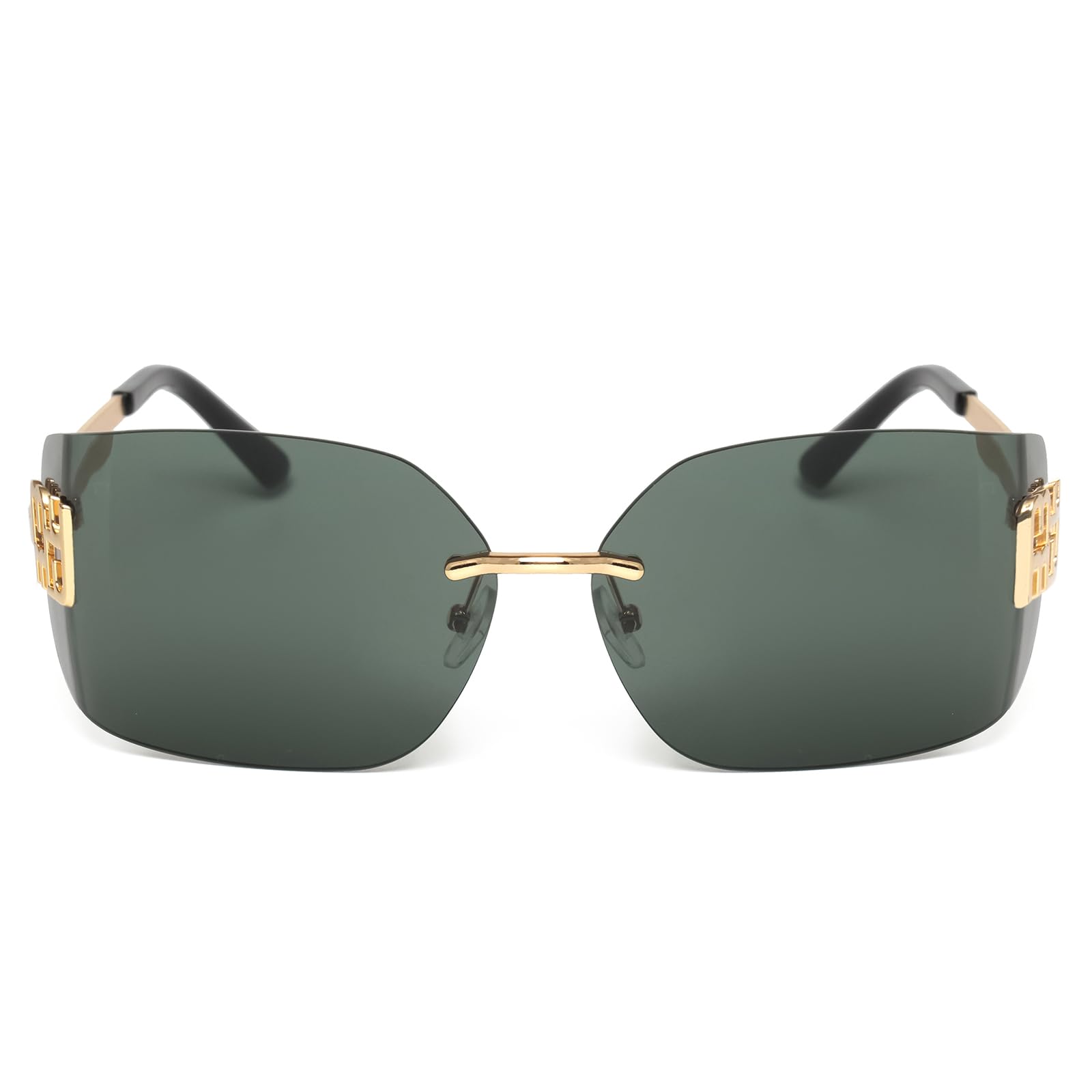 KENBO Futuristic Rimless Y2K Sunglasses for Women Men Fashion Wrap Around Frame Trendy Shield Frameless Design