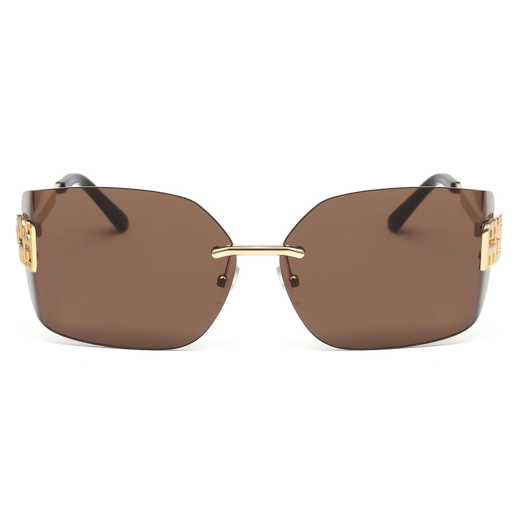 KENBO Futuristic Rimless Y2K Sunglasses for Women Men Fashion Wrap Around Frame Trendy Shield Frameless Design