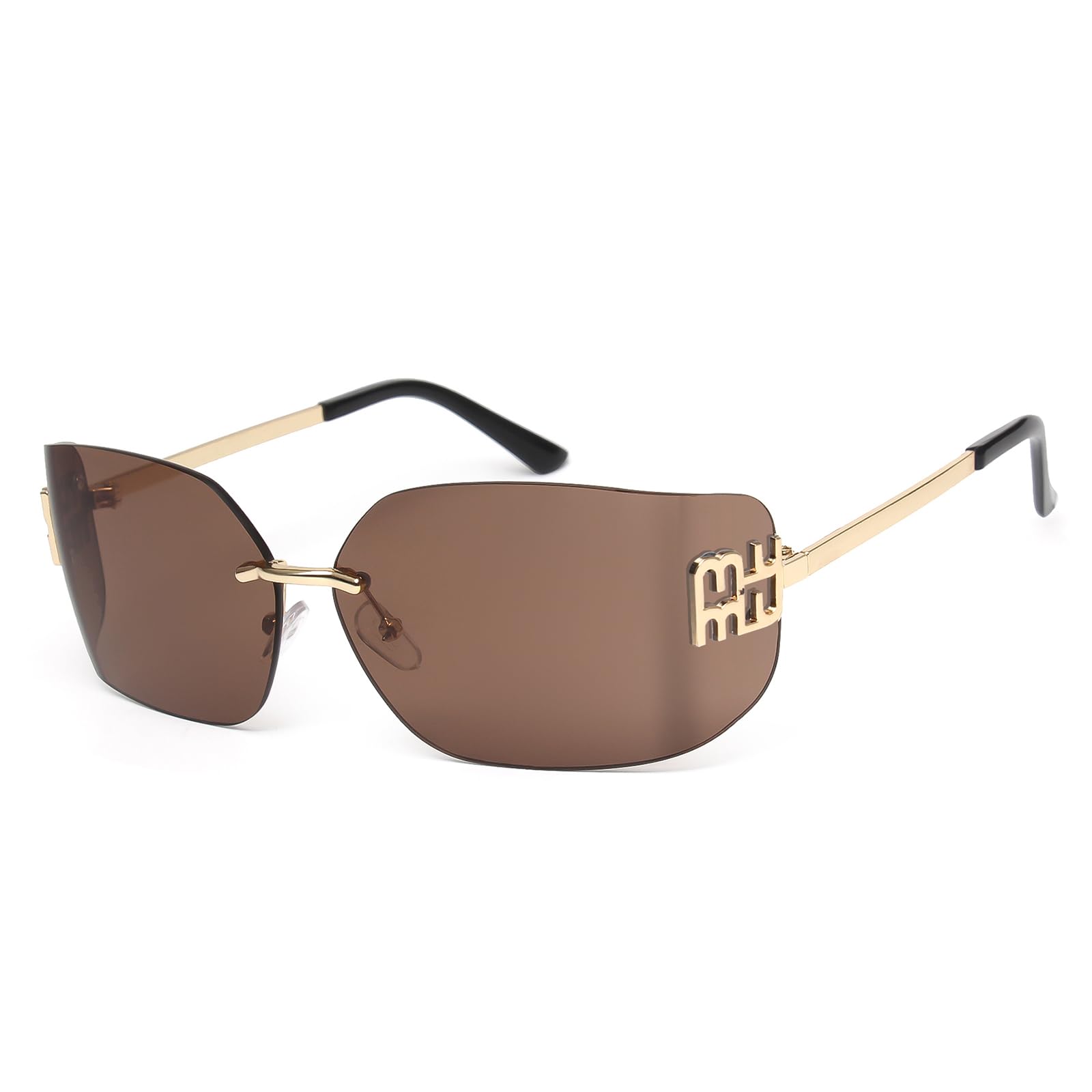 KENBO Futuristic Rimless Y2K Sunglasses for Women Men Fashion Wrap Around Frame Trendy Shield Frameless Design