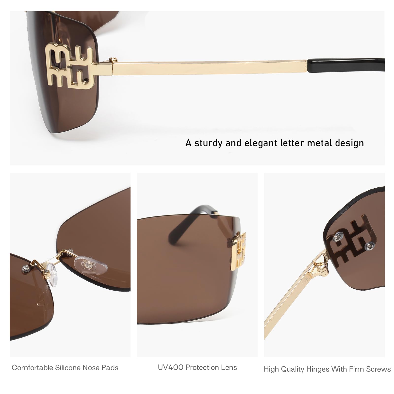 KENBO Futuristic Rimless Y2K Sunglasses for Women Men Fashion Wrap Around Frame Trendy Shield Frameless Design