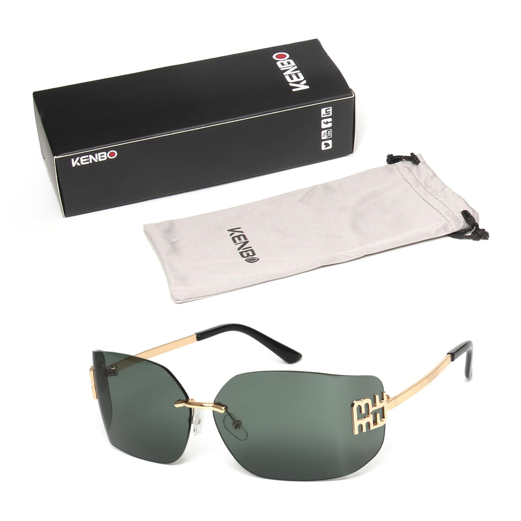 KENBO Futuristic Rimless Y2K Sunglasses for Women Men Fashion Wrap Around Frame Trendy Shield Frameless Design