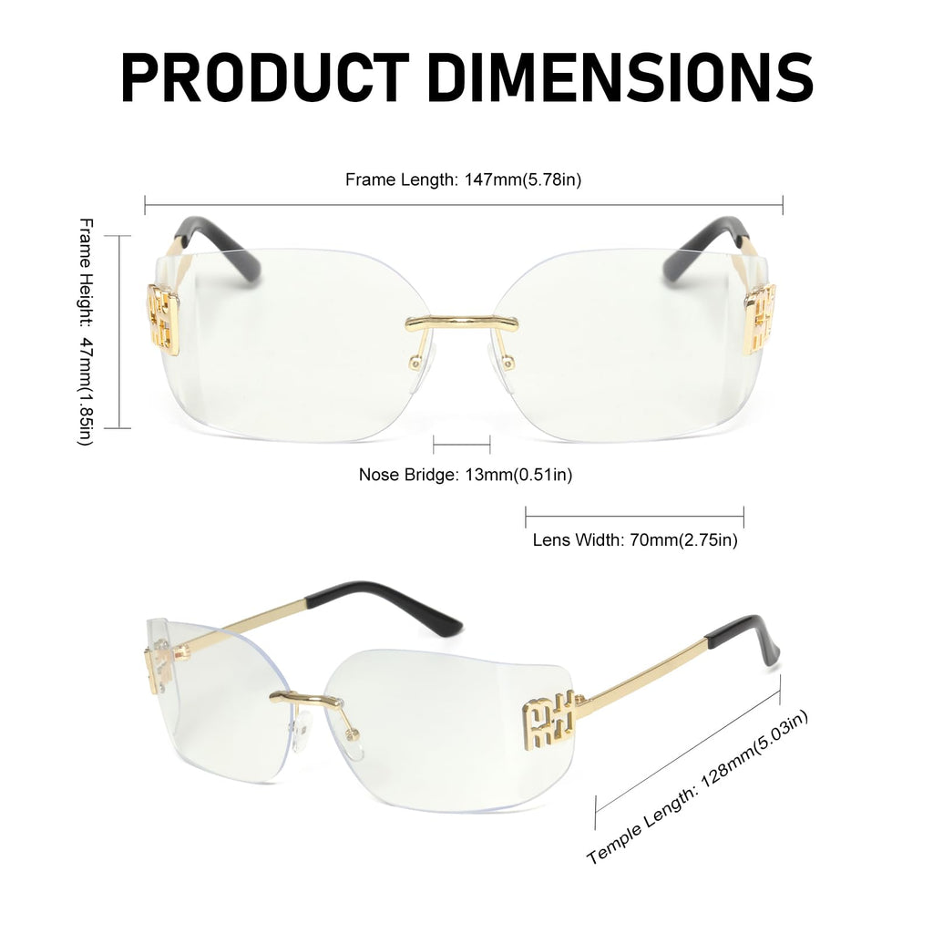 KENBO Futuristic Rimless Y2K Sunglasses for Women Men Fashion Wrap Around Frame Trendy Shield Frameless Design