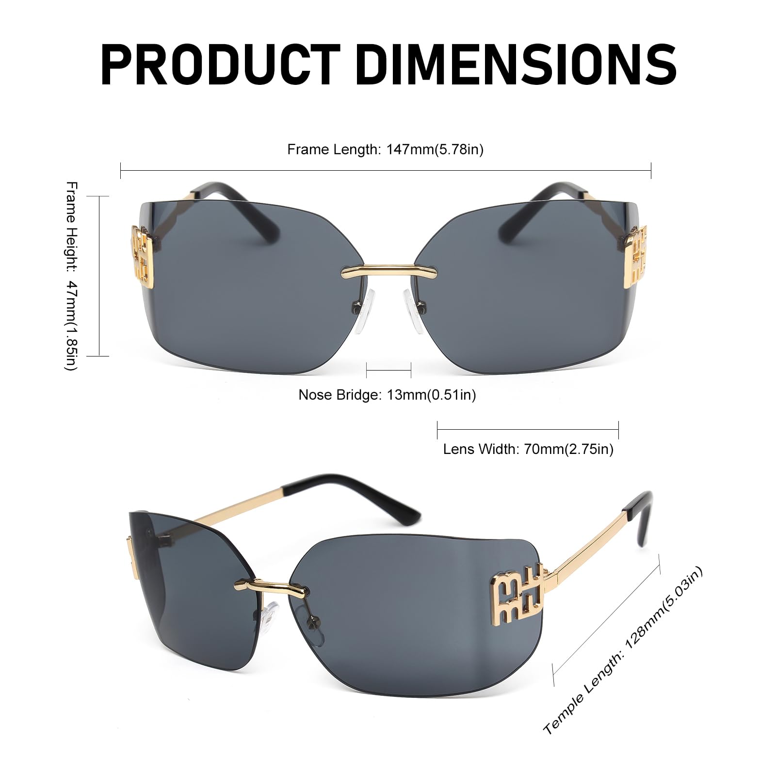 KENBO Futuristic Rimless Y2K Sunglasses for Women Men Fashion Wrap Around Frame Trendy Shield Frameless Design
