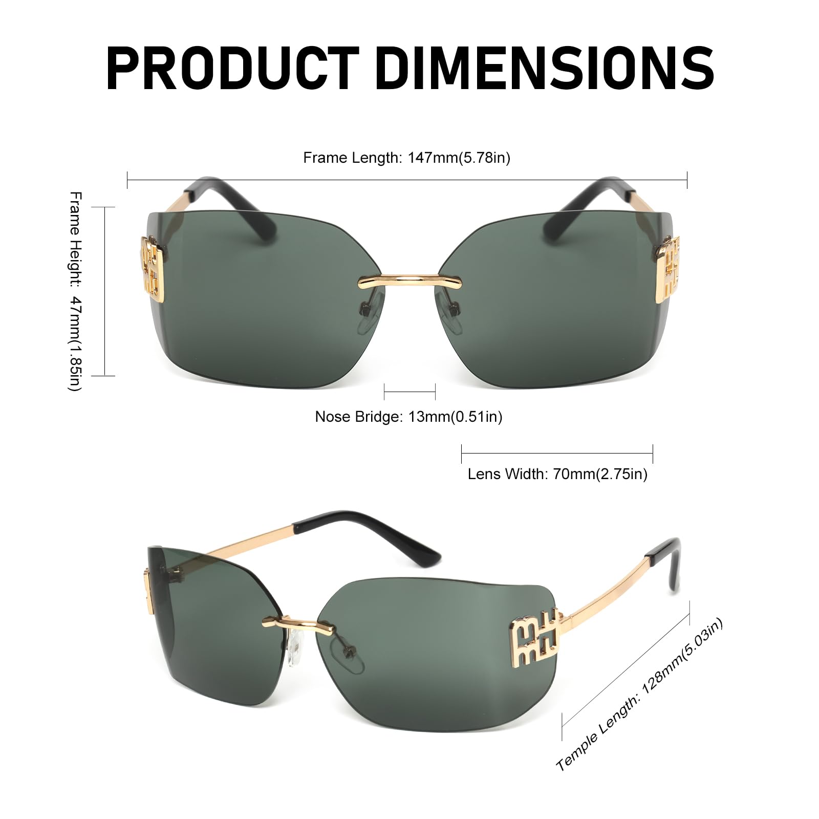 KENBO Futuristic Rimless Y2K Sunglasses for Women Men Fashion Wrap Around Frame Trendy Shield Frameless Design
