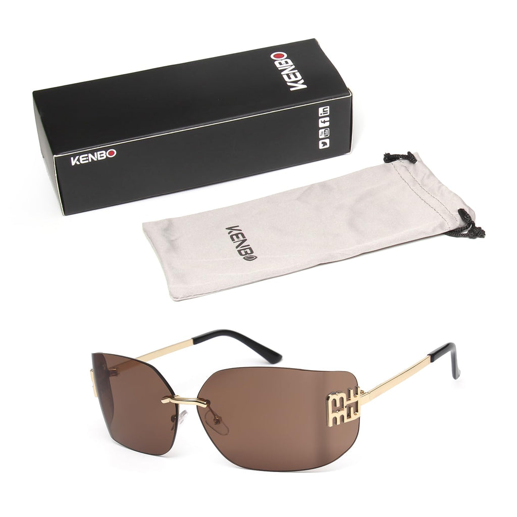 KENBO Futuristic Rimless Y2K Sunglasses for Women Men Fashion Wrap Around Frame Trendy Shield Frameless Design