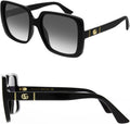Gucci GG0632S GG Running Logo Square-Shaped Non-Polarized Sunglasses for Women – Includes Luxury Eyewear Kit – Black Frame with Gray Lens