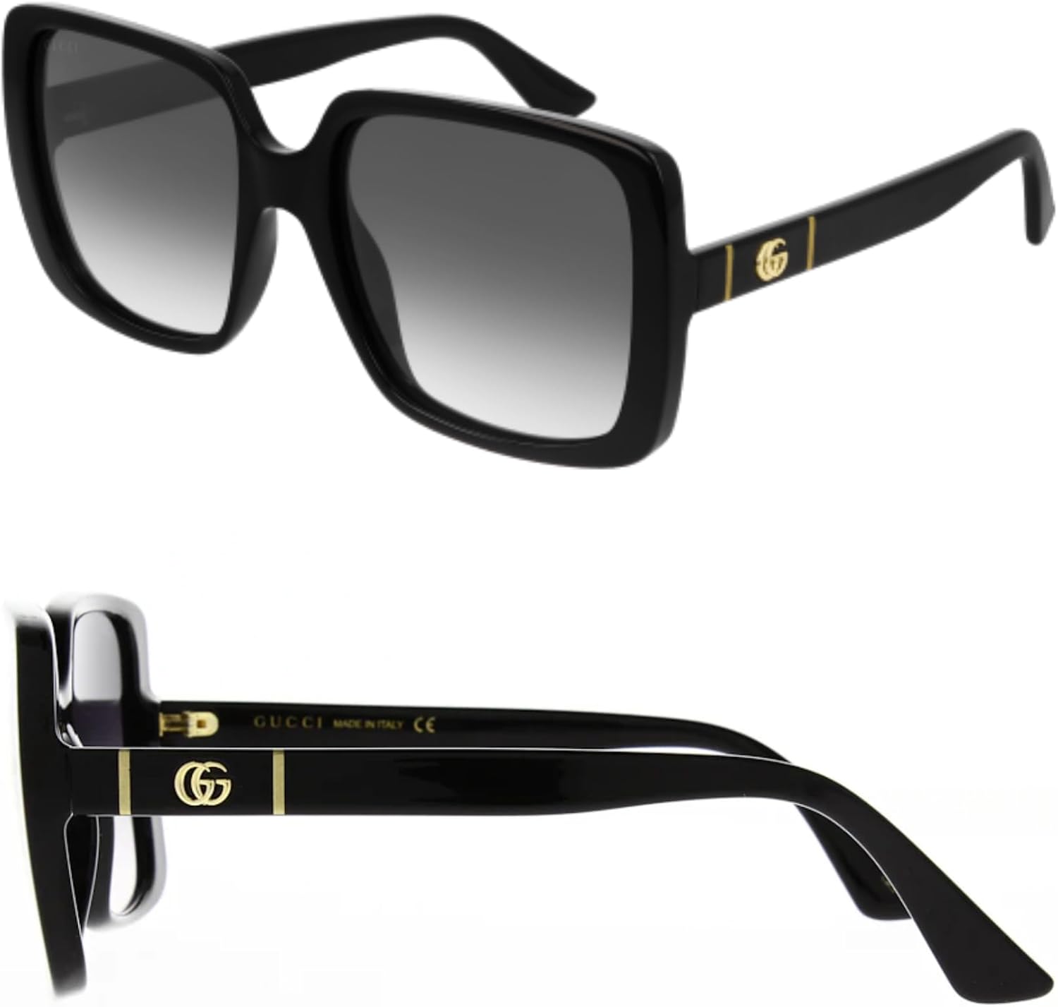 Gucci GG0632S GG Running Logo Square-Shaped Non-Polarized Sunglasses for Women – Includes Luxury Eyewear Kit – Black Frame with Gray Lens