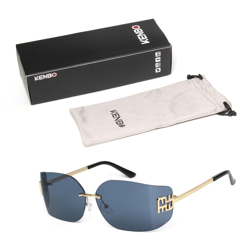 KENBO Futuristic Rimless Y2K Sunglasses for Women Men Fashion Wrap Around Frame Trendy Shield Frameless Design