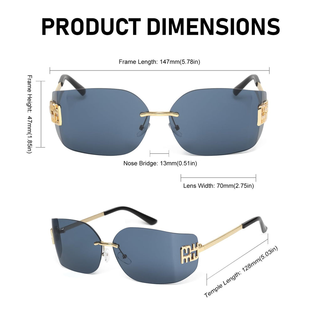 KENBO Futuristic Rimless Y2K Sunglasses for Women Men Fashion Wrap Around Frame Trendy Shield Frameless Design