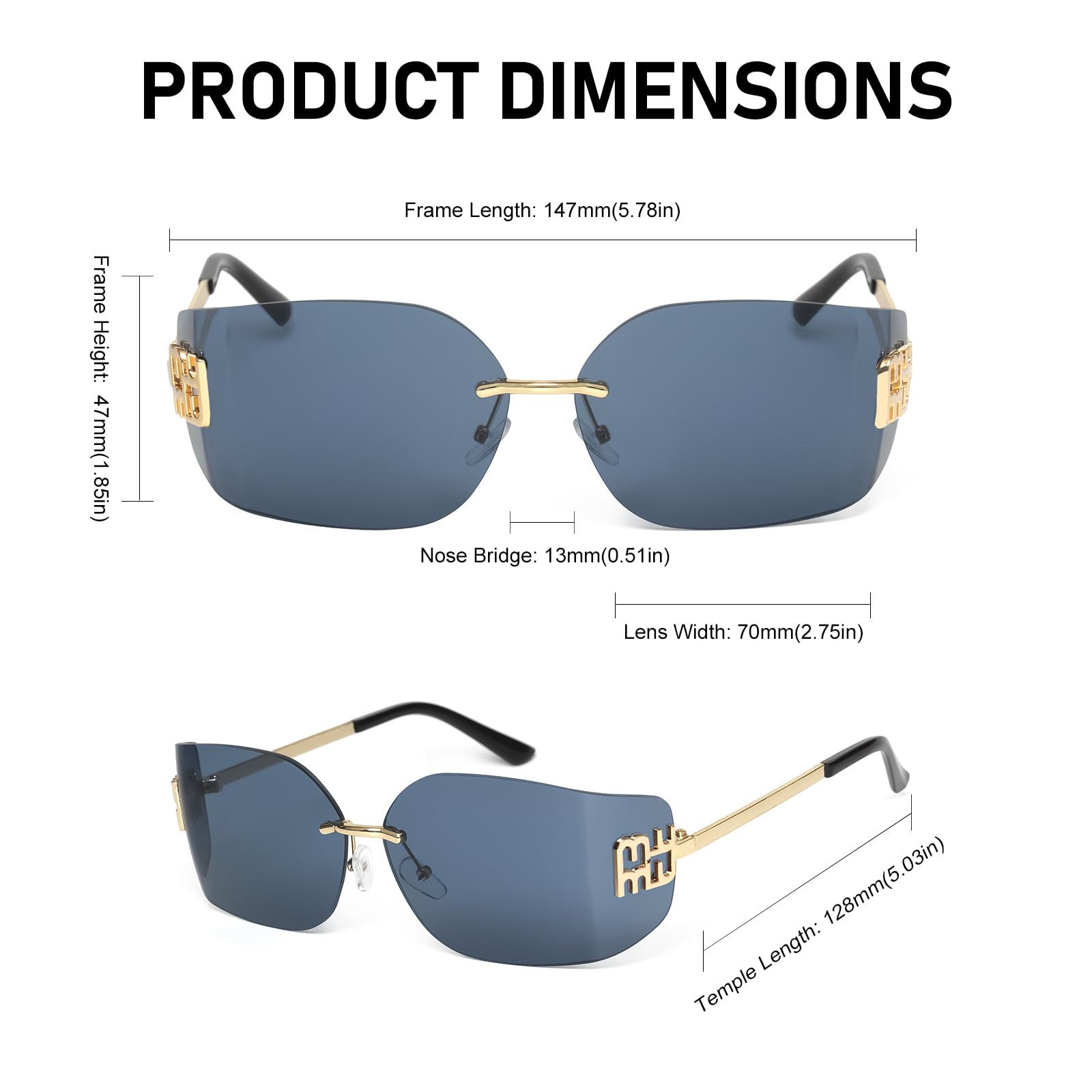 KENBO Futuristic Rimless Y2K Sunglasses for Women Men Fashion Wrap Around Frame Trendy Shield Frameless Design