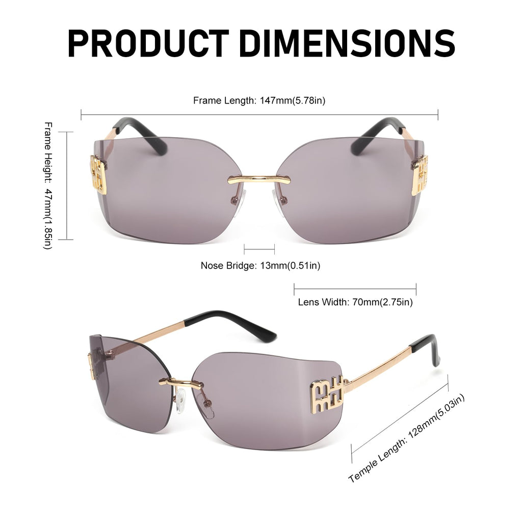 KENBO Futuristic Rimless Y2K Sunglasses for Women Men Fashion Wrap Around Frame Trendy Shield Frameless Design