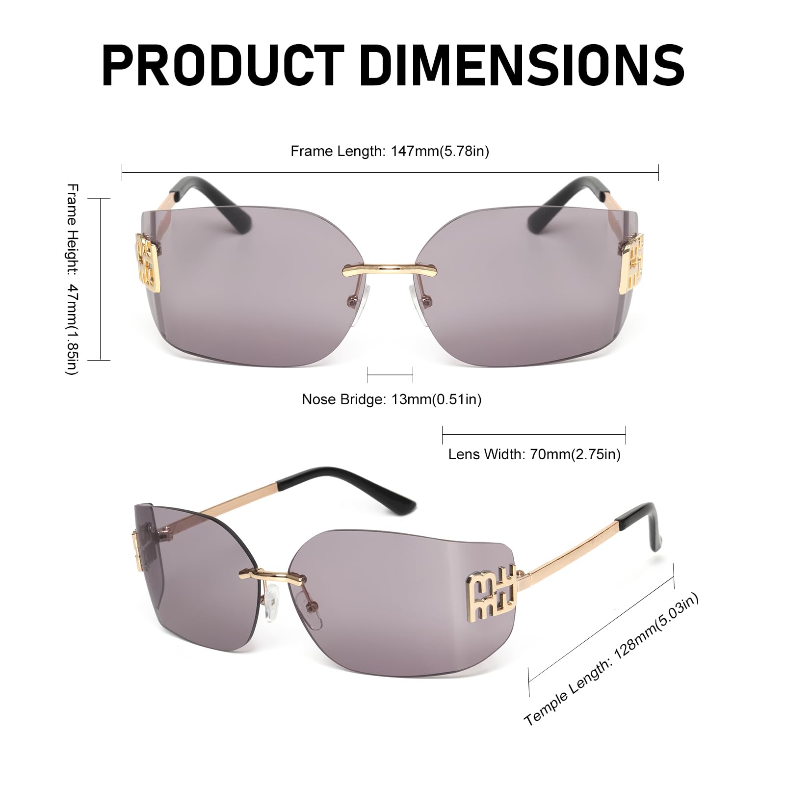 KENBO Futuristic Rimless Y2K Sunglasses for Women Men Fashion Wrap Around Frame Trendy Shield Frameless Design