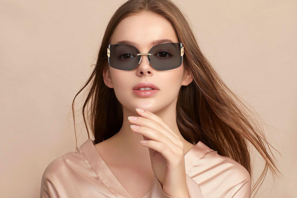 KENBO Futuristic Rimless Y2K Sunglasses for Women Men Fashion Wrap Around Frame Trendy Shield Frameless Design