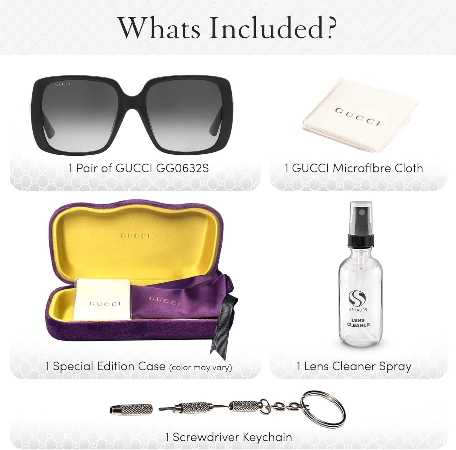Gucci GG0632S GG Running Logo Square-Shaped Non-Polarized Sunglasses for Women – Includes Luxury Eyewear Kit – Black Frame with Gray Lens