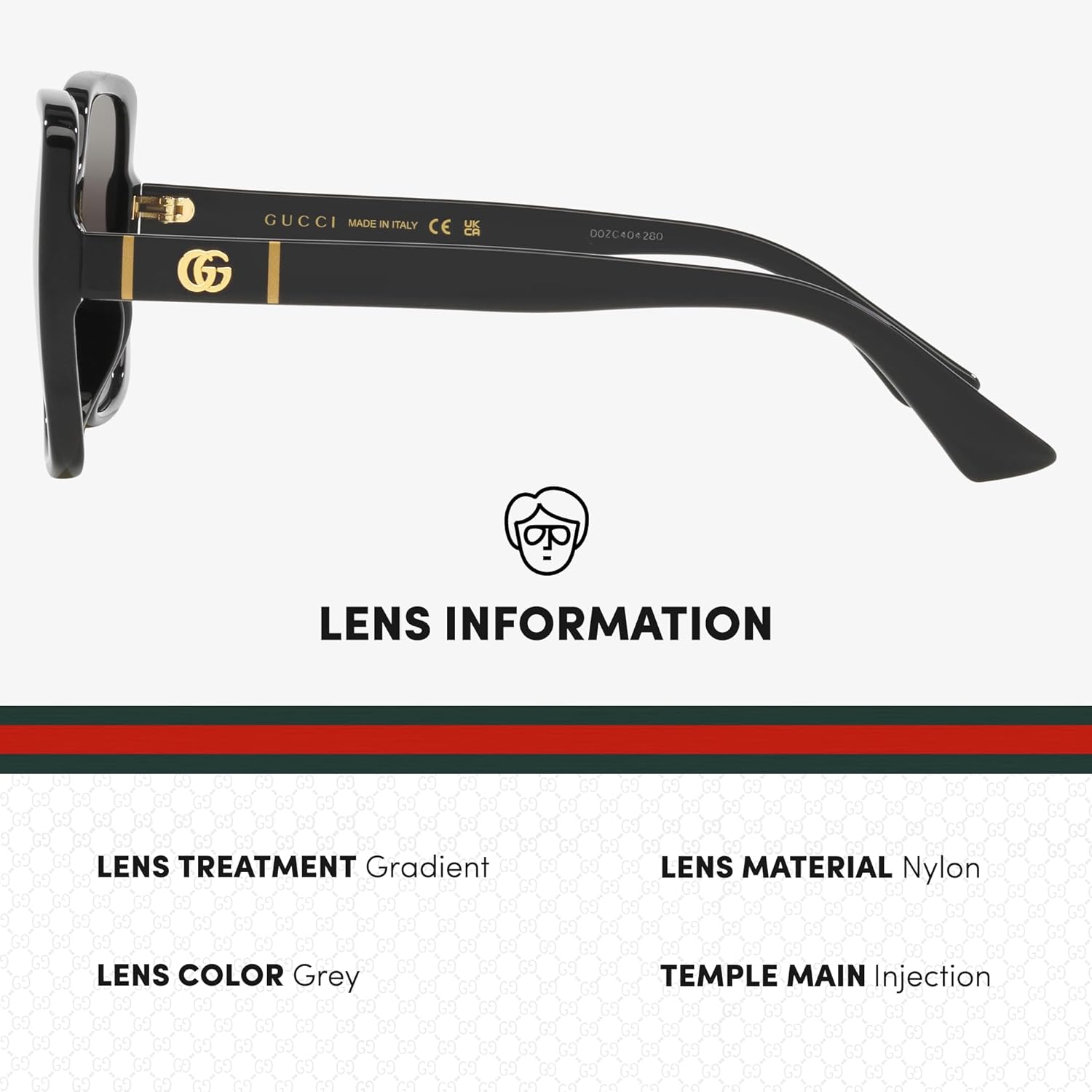 Gucci GG0632S GG Running Logo Square-Shaped Non-Polarized Sunglasses for Women – Includes Luxury Eyewear Kit – Black Frame with Gray Lens