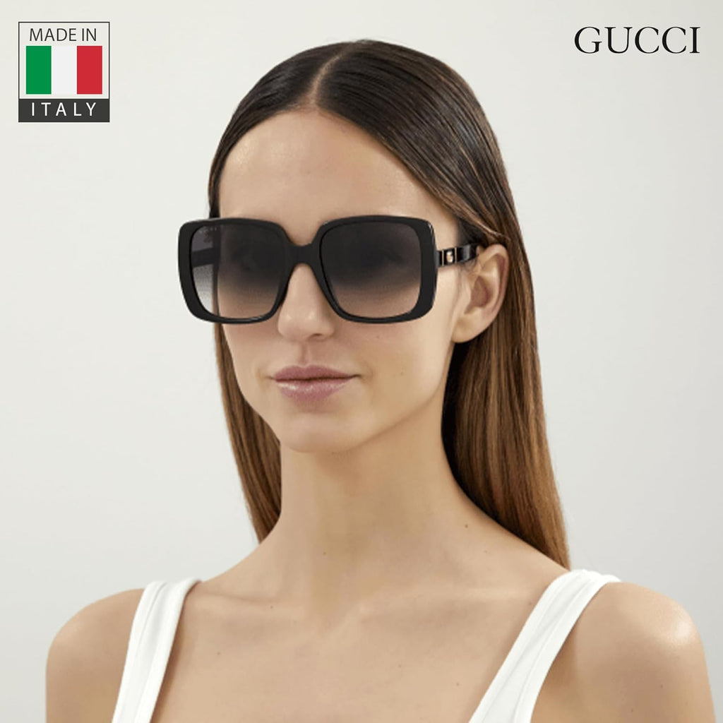 Gucci GG0632S GG Running Logo Square-Shaped Non-Polarized Sunglasses for Women – Includes Luxury Eyewear Kit – Black Frame with Gray Lens