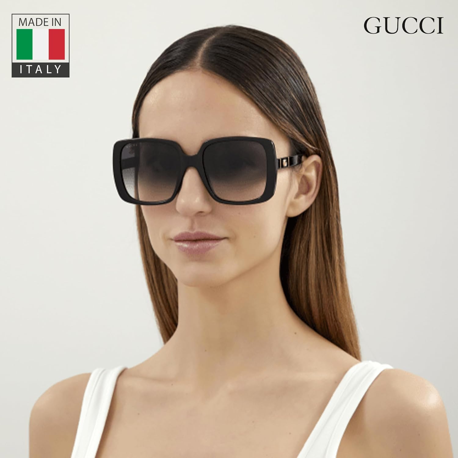 Gucci GG0632S GG Running Logo Square-Shaped Non-Polarized Sunglasses for Women – Includes Luxury Eyewear Kit – Black Frame with Gray Lens