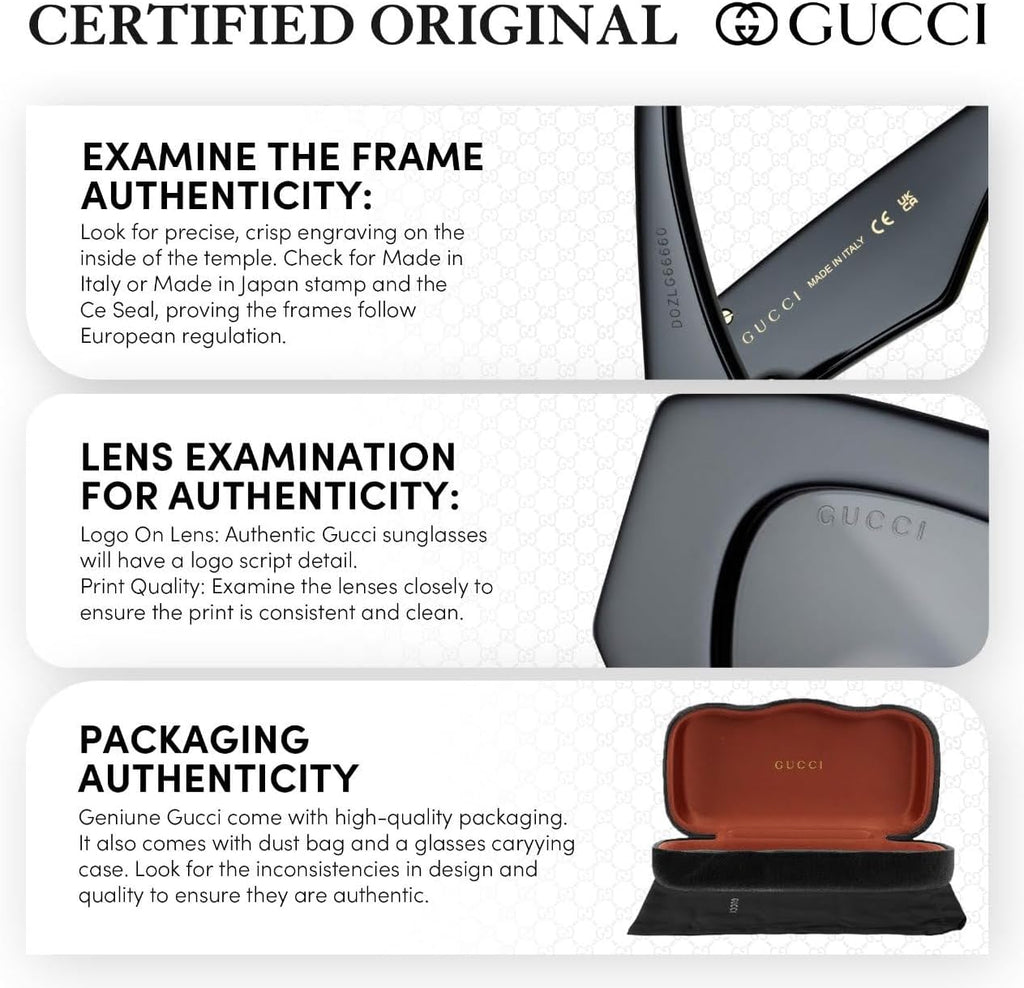 Gucci GG0632S GG Running Logo Square-Shaped Non-Polarized Sunglasses for Women – Includes Luxury Eyewear Kit – Black Frame with Gray Lens