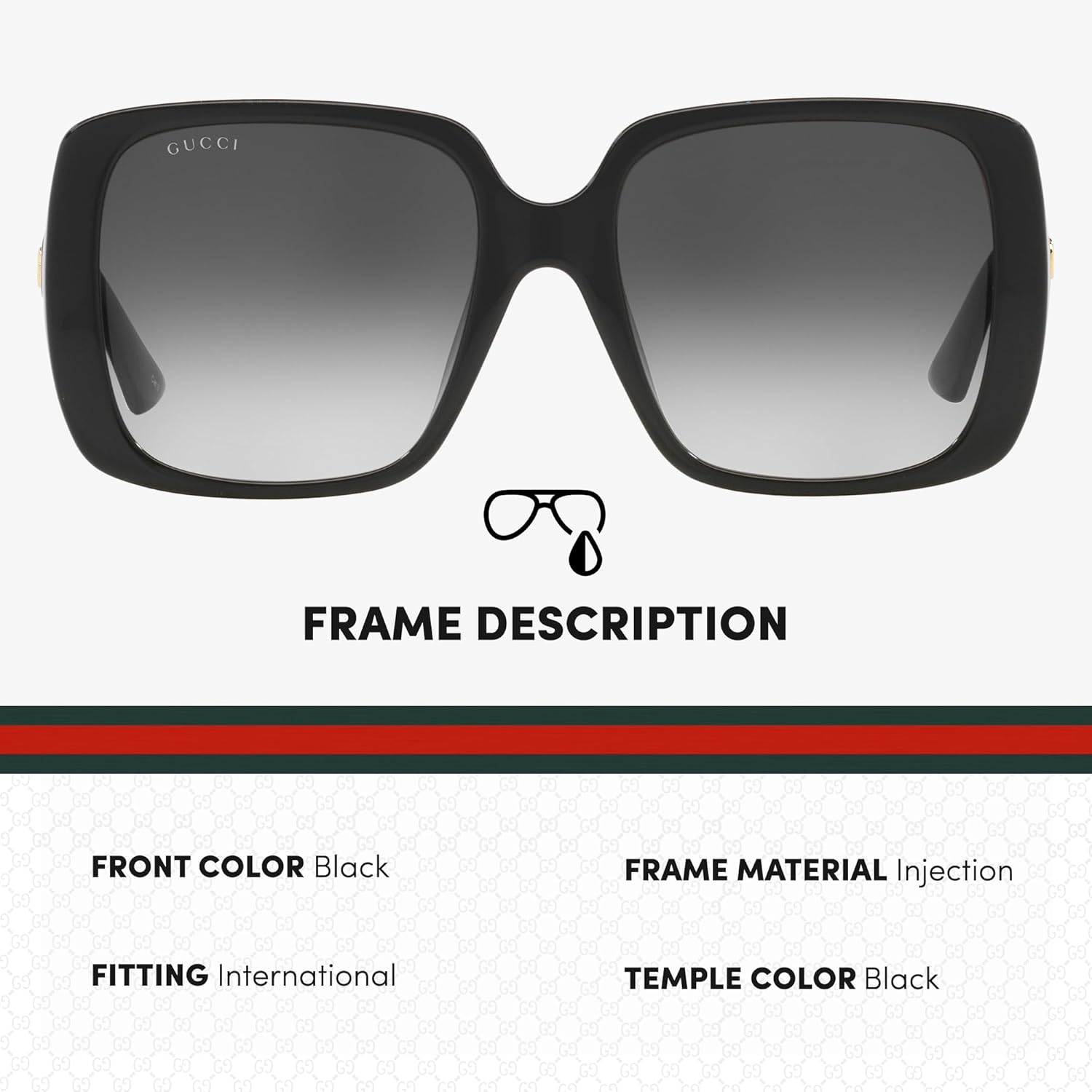 Gucci GG0632S GG Running Logo Square-Shaped Non-Polarized Sunglasses for Women – Includes Luxury Eyewear Kit – Black Frame with Gray Lens